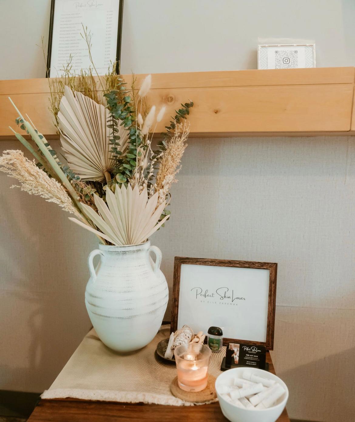 Perfect Skin Laser welcome area with service menu